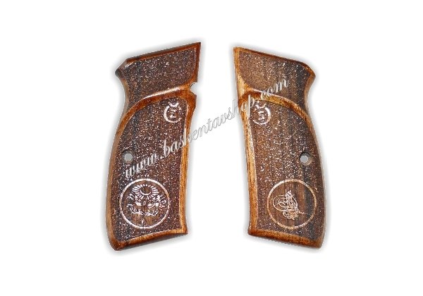 CZ-75 Lazer İşleme Ahşap Tabanca Kabzesi-av10344