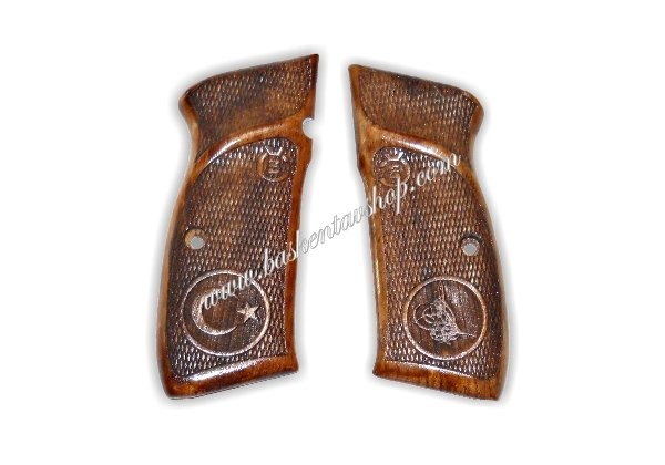 CZ-75 Lazer İşleme Ahşap Tabanca Kabzesi-av10346