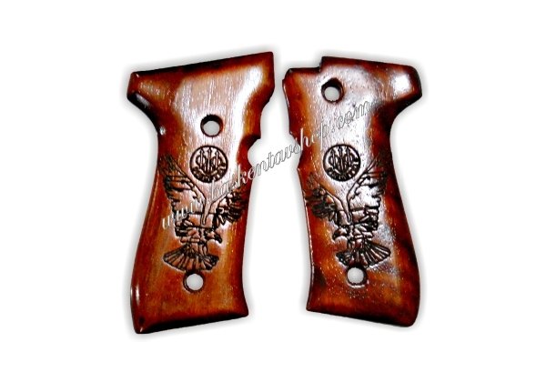 F92 Beretta Lazer İşleme Ahşap Tabanca Kabzesi-av10298