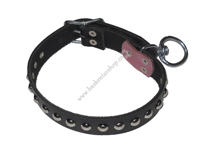 3.5 cm Vijital Deri Süslü Köpek Tasması Siyah-av11750